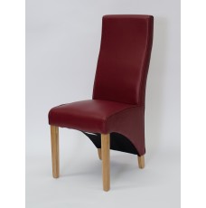 Wave Ruby Leather Oak Dining Chair